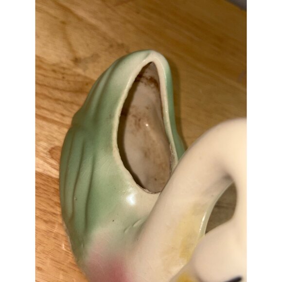 Vintage Ceramic Shawnee Swan Planter Ceramic Pottery Pastel Pink/Green Cream - Picture 7 of 8